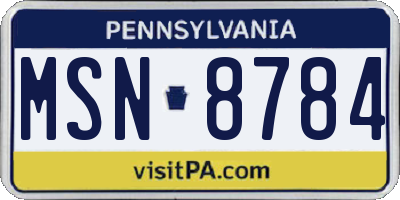 PA license plate MSN8784