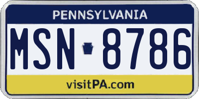 PA license plate MSN8786