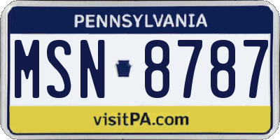 PA license plate MSN8787