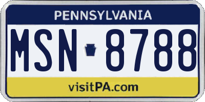 PA license plate MSN8788