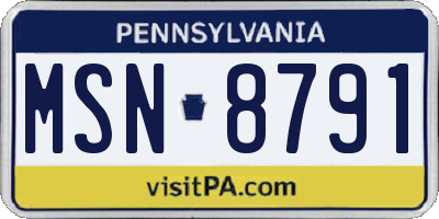 PA license plate MSN8791