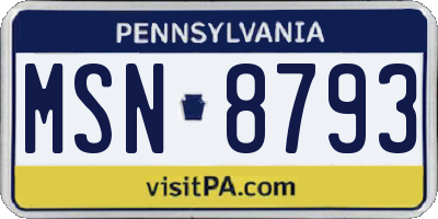 PA license plate MSN8793