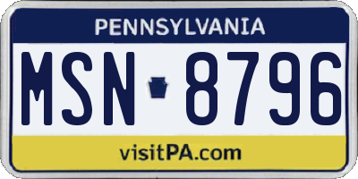 PA license plate MSN8796