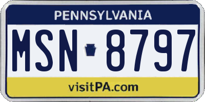 PA license plate MSN8797