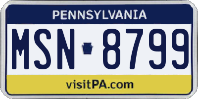 PA license plate MSN8799