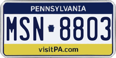 PA license plate MSN8803