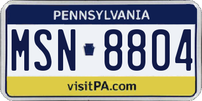 PA license plate MSN8804