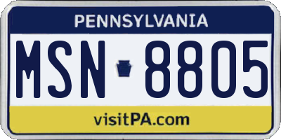 PA license plate MSN8805
