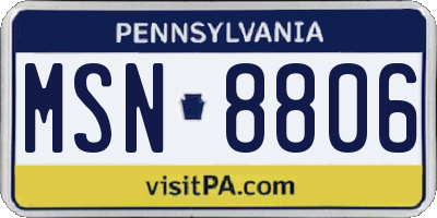 PA license plate MSN8806