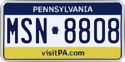 PA license plate MSN8808