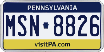 PA license plate MSN8826