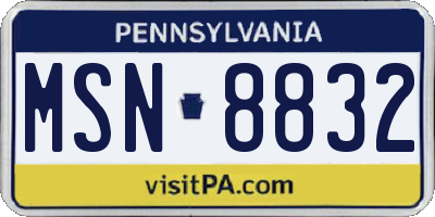 PA license plate MSN8832