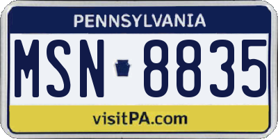 PA license plate MSN8835