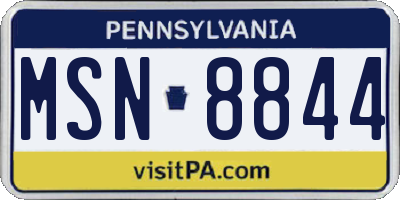 PA license plate MSN8844