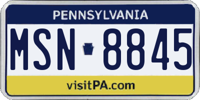 PA license plate MSN8845