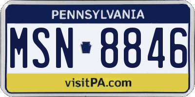 PA license plate MSN8846