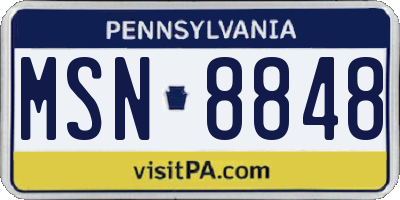 PA license plate MSN8848