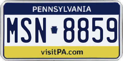 PA license plate MSN8859