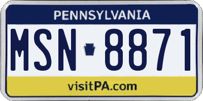 PA license plate MSN8871