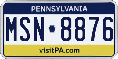 PA license plate MSN8876