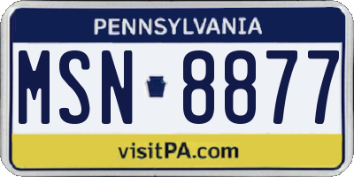 PA license plate MSN8877