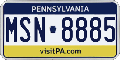 PA license plate MSN8885