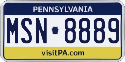 PA license plate MSN8889