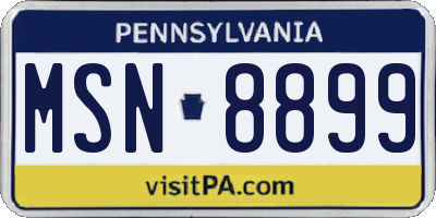 PA license plate MSN8899