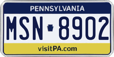 PA license plate MSN8902
