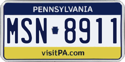 PA license plate MSN8911