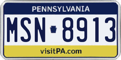 PA license plate MSN8913