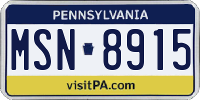 PA license plate MSN8915