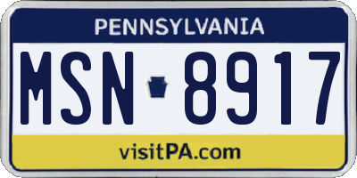 PA license plate MSN8917