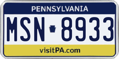PA license plate MSN8933