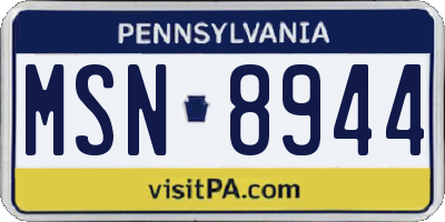 PA license plate MSN8944
