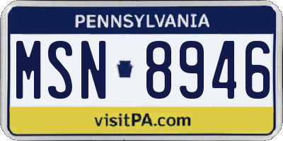 PA license plate MSN8946
