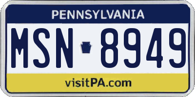 PA license plate MSN8949