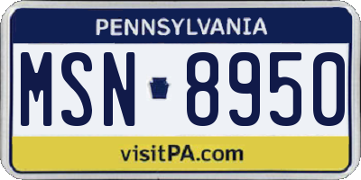 PA license plate MSN8950
