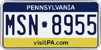 PA license plate MSN8955
