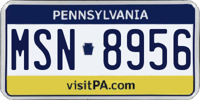 PA license plate MSN8956