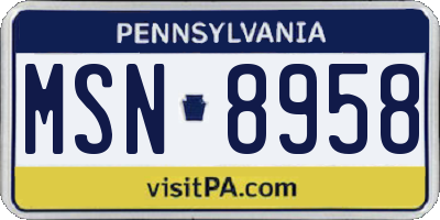 PA license plate MSN8958
