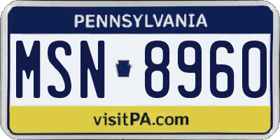 PA license plate MSN8960