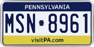 PA license plate MSN8961