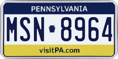 PA license plate MSN8964
