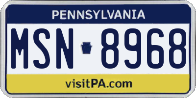 PA license plate MSN8968