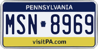 PA license plate MSN8969