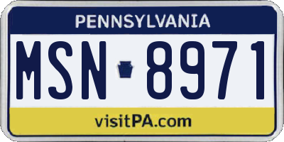 PA license plate MSN8971