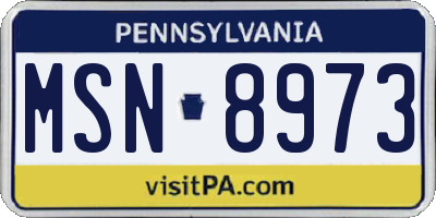 PA license plate MSN8973