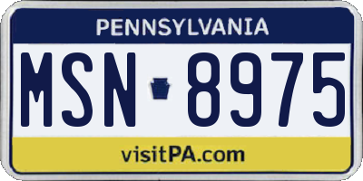 PA license plate MSN8975