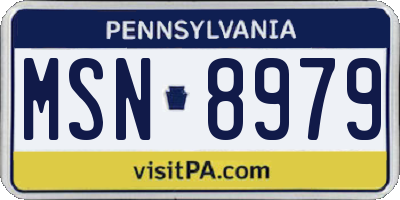 PA license plate MSN8979